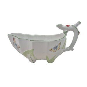 Mottahedeh Chelsea Strawberry Leaf Style Ceramic Sauceboat Italy Vintage